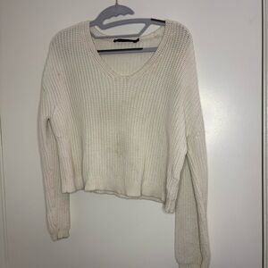 Jenni Kayne Women's Size XXS Cropped Cream Cabin Sweater Organic Cotton